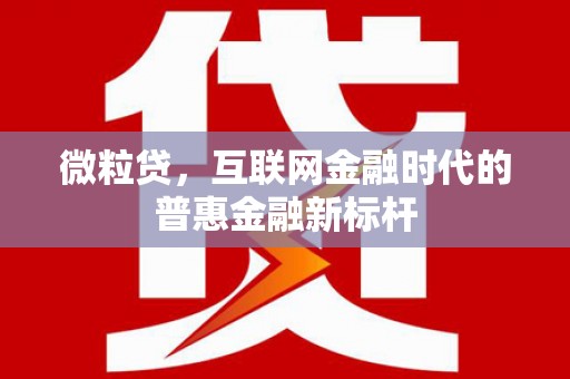 莿桐微粒贷，互联网金融时代的普惠金融新标杆