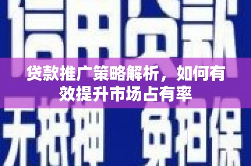 莿桐贷款推广策略解析，如何有效提升市场占有率