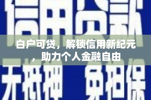 莿桐白户可贷，解锁信用新纪元，助力个人金融自由