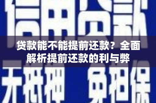 莿桐贷款能不能提前还款？全面解析提前还款的利与弊