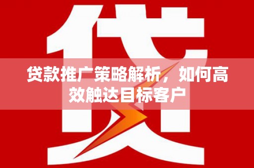 莿桐贷款推广策略解析，如何高效触达目标客户