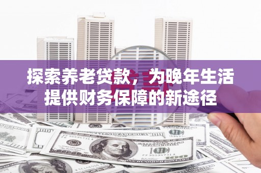 莿桐探索养老贷款，为晚年生活提供财务保障的新途径