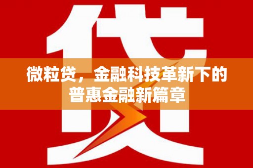 莿桐微粒贷，金融科技革新下的普惠金融新篇章