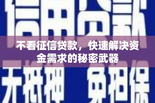 莿桐不看征信贷款，快速解决资金需求的秘密武器