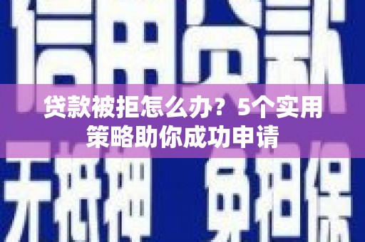 莿桐贷款被拒怎么办？5个实用策略助你成功申请