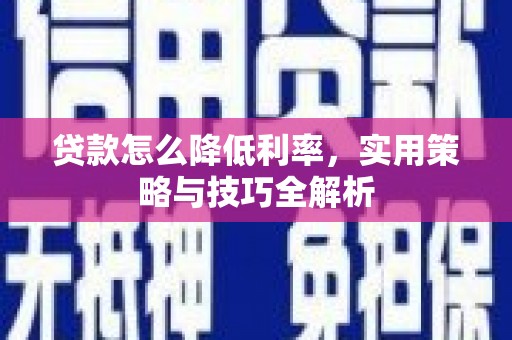 莿桐贷款怎么降低利率，实用策略与技巧全解析